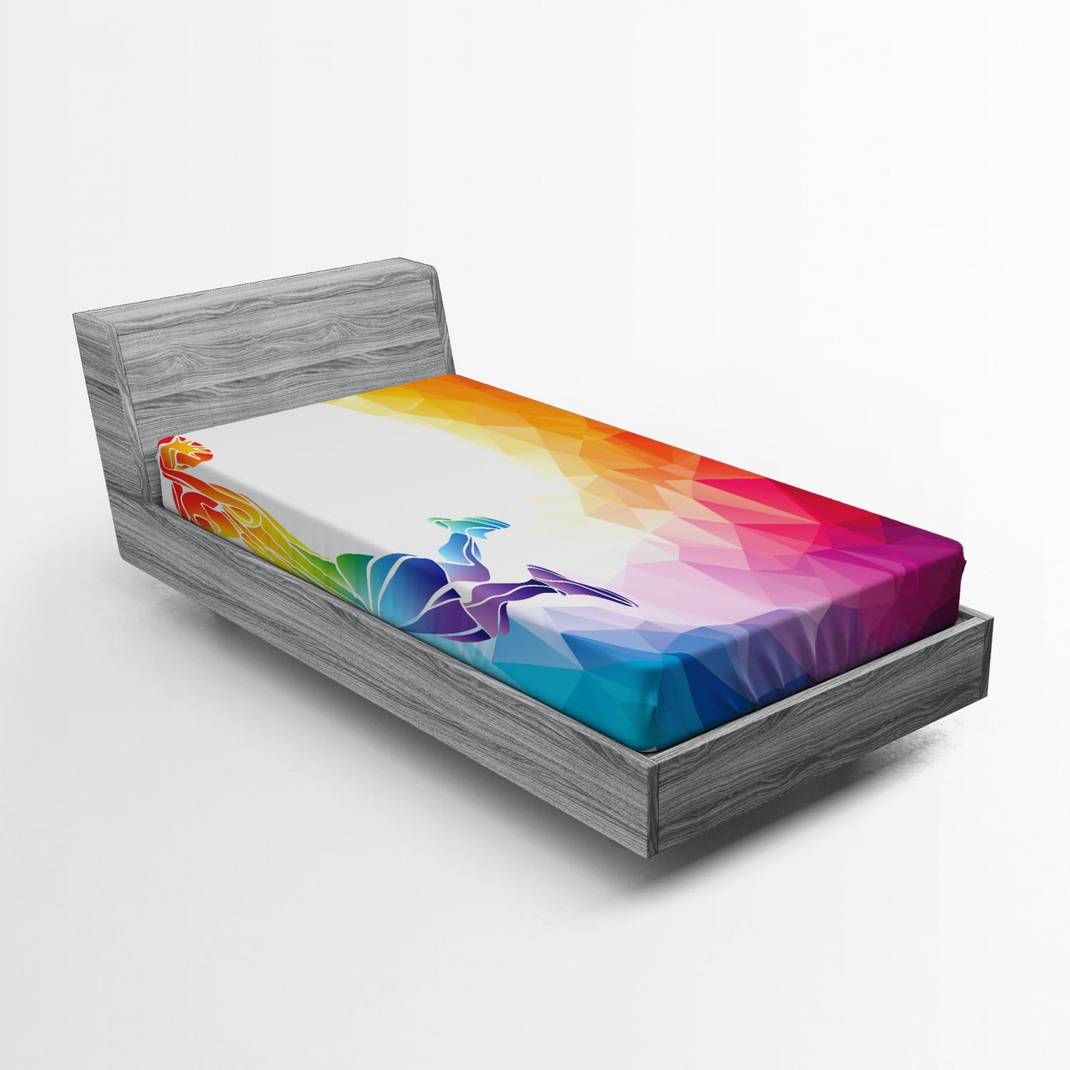 Twin Multicolor Microfiber Sports Print Fitted Sheet