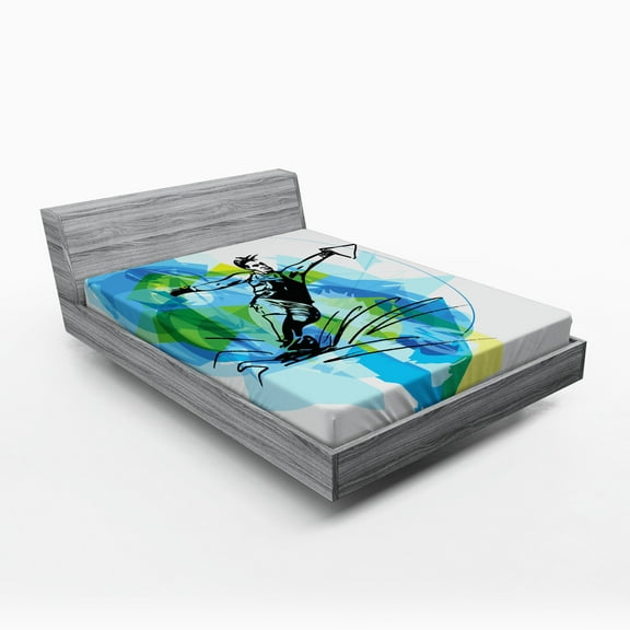 Ambesonne Sports Fitted Sheet, Exotic Sealife Hobby, Queen Size, Blue Black