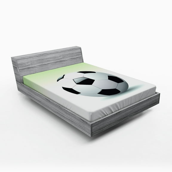 Ambesonne Sports Fitted Sheet, Football Soccer Ball, Full Size, Black and White