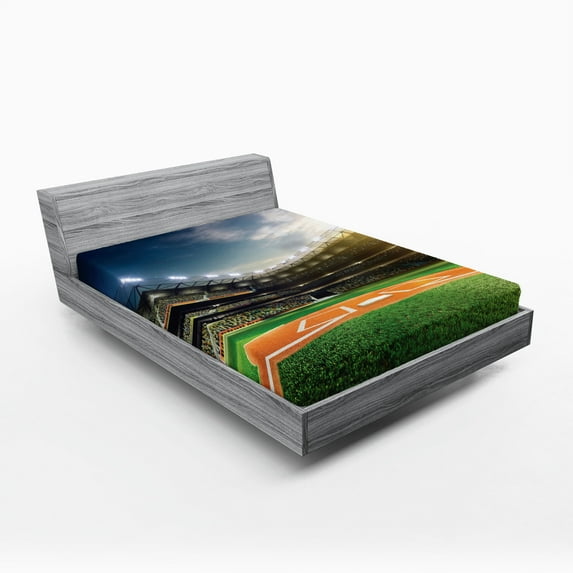 Ambesonne Sports Fitted Sheet, Game Thrill Stadium Photo, Full Size, Multicolor