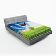 thumbnail image 1 of Ambesonne Sports Fitted Sheet, Golf Club and Ball, Queen Size, Green Blue, 1 of 2