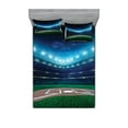 thumbnail image 1 of Ambesonne Sports Fitted Sheet & Pillow Sham Set, Baseball Stadium Night, Full, Green Blue, 1 of 2