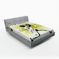 thumbnail image 1 of Ambesonne Sports Fitted Sheet, Pitcher Hits the Ball, Queen Size, White Green, 1 of 2