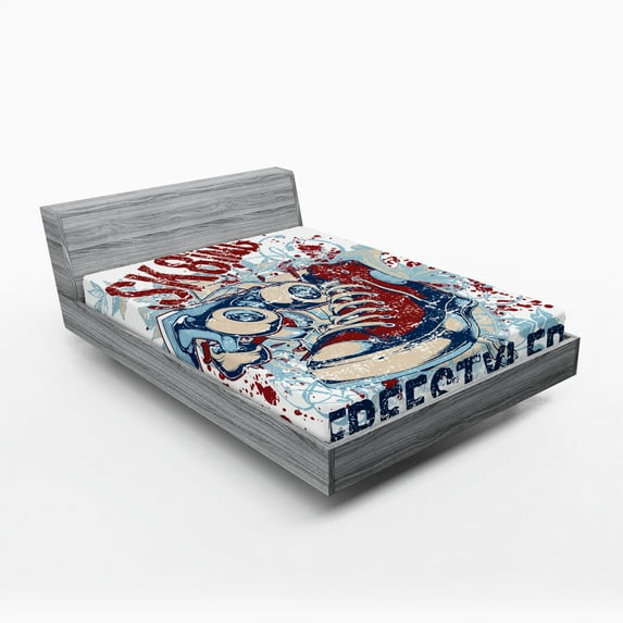 Ambesonne Sports Fitted Sheet, Skateboard Urban Sport Art, Full Size, Blue Red