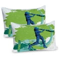 thumbnail image 1 of Ambesonne Sports Pillow Sham 2 Pack, Cricket Player Pitching, 30"x20", Lime Green Turquoise, 1 of 3