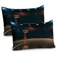 thumbnail image 1 of Ambesonne Sports Pillow Sham 2 Pack, Empty Basketball Court, 30"x20", Brown Black and Red, 1 of 3