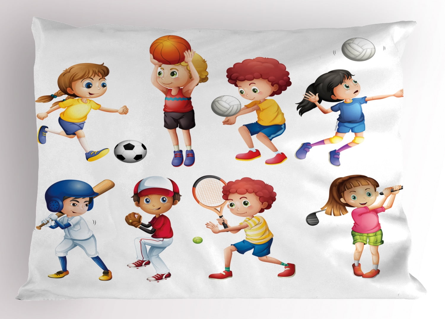 Kids Multicolor Sports Theme Polyester Pillow Sham