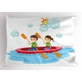thumbnail image 1 of Ambesonne Sports Pillow Sham, Riding a Kayak, 26" X 20", Multicolor, 1 of 2