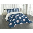 thumbnail image 1 of Ambesonne Sports Quilted Bedspread Set 3 Pcs, Baseball Stripes, Queen Size, Night Blue Red White, 1 of 5