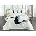 thumbnail image 1 of Ambesonne Sports Quilted Bedspread Set 3 Pcs, Basketball Fractal Look Art, Queen Size, Pale Blue Black, 1 of 5