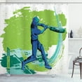 thumbnail image 1 of Ambesonne Sports Shower Curtain, Cricket Player Pitching, 69"Wx84"L, Lime Green Turquoise, 1 of 3