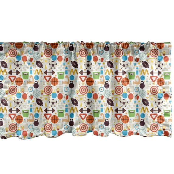 Ambesonne Sports Themed Window Valance, Colorful Active Life, 54" X 12", Multicolor