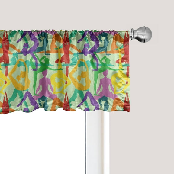 Ambesonne Sports Window Valance, Colorful Poses Eastern Asia, 42" x 18", Multicolor