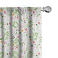 thumbnail image 1 of Ambesonne Spring Window Curtains, Roses Flowers Vintage Art, Each 28" W x 63" L, Fern Green and Pale Pink, 1 of 4
