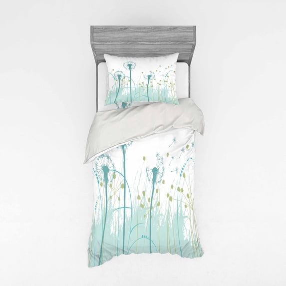 Ambesonne Spring Bedding Set 3 Pcs, Floral Botany Blooms, Twin, Almond Green Khaki
