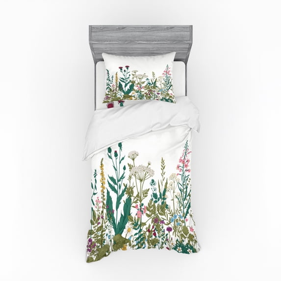 Ambesonne Spring Bedding Set 3 Pcs, Wildflower Arrangement, Twin, Multicolor