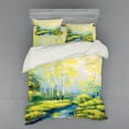 thumbnail image 1 of Ambesonne Spring Bedding Set 4 Pcs, Pastoral Forest Woods, Queen, Green Blue, 1 of 3