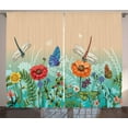 thumbnail image 1 of Ambesonne Spring Curtains 2 Panel Set, Flourishing Nature Bugs, 108" x 90", Multicolor, 1 of 3