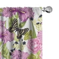 thumbnail image 1 of Ambesonne Spring Curtains, Butterflies Iris Rose Flower, Pair of 28"x63", Avocado Green Pale Purple, 1 of 1