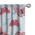 thumbnail image 1 of Ambesonne Spring Curtains, Butterfly Flower Leaf Floral, Pair of 28"x63", Dark Coral and Ceil Blue, 1 of 5
