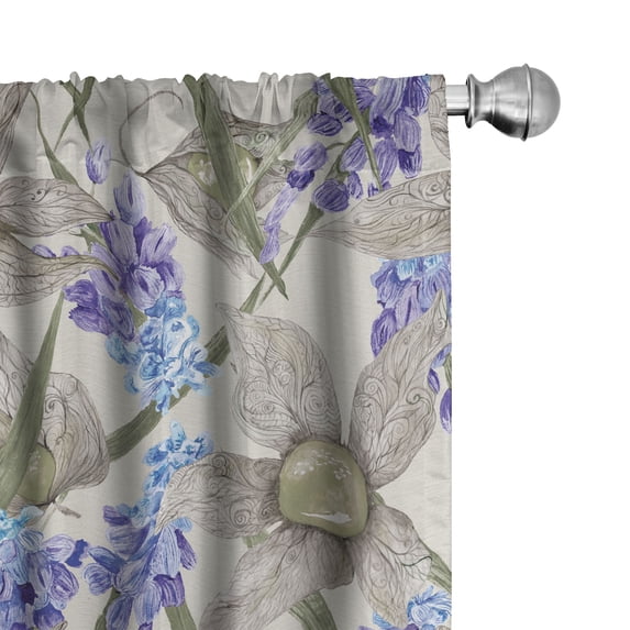 Ambesonne Spring Curtains, Flowers Botanical Vintage, Pair of 28"x95", Indigo and Pale Sepia