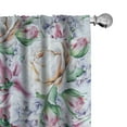 thumbnail image 1 of Ambesonne Spring Curtains, Flowers Retro Watercolor Art, Pair of 28"x63", Fern Green Pale Rust, 1 of 5