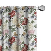 Ambesonne Spring Curtains, Lilacs Roses Flowers, Pair of 28"x84", Pale Pink Cream