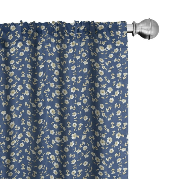 Ambesonne Spring Curtains, Minimalist Vintage Flowers, Pair of 28"x63", Dark Lavender and Khaki