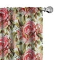 thumbnail image 1 of Ambesonne Spring Curtains, Roses Pattern Whimsical Art, Pair of 28"x84", Dark Coral Khaki and Camel, 1 of 1
