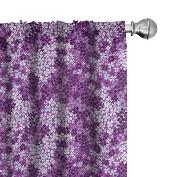 Ambesonne Spring Curtains, Spring Romantic Meadow, Pair of 28"x63", Purple White
