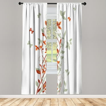 Ambesonne Spring Curtains, Tree Swirling Persian Lilac, Pair of 28"x63", Pale Maroon