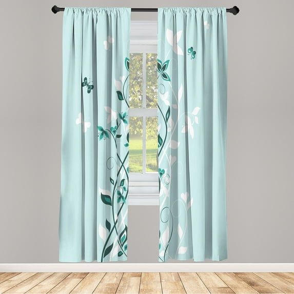 Ambesonne Spring Curtains, Tree Swirling Persian Lilac, Pair of 28"x84", Pale Blue