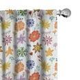 thumbnail image 1 of Ambesonne Spring Curtains, Tropical Flowers Plain Back, Pair of 28"x95", Pale Orange Ceil Blue, 1 of 5