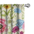 thumbnail image 1 of Ambesonne Spring Curtains, Vintage Flower Butterfly Art, Pair of 28"x63", Apple Green and Dark Pink, 1 of 5