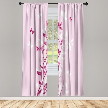 Ambesonne Spring Curtains, Violet Tree Swirling Persian, Pair of 28"x63", Dark Magenta