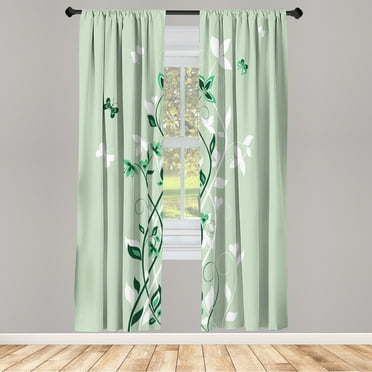 Ambesonne Spring Curtains, Violet Tree Swirling Persian, Pair of 28"x63", Hunter Green
