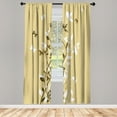 thumbnail image 1 of Ambesonne Spring Curtains, Violet Tree Swirling Persian, Pair of 28"x63", Pale Camel, 1 of 2
