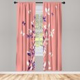thumbnail image 1 of Ambesonne Spring Curtains, Violet Tree Swirling Persian, Pair of 28"x63", Pastel Pink, 1 of 2