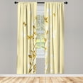 thumbnail image 1 of Ambesonne Spring Curtains, Violet Tree Swirling Persian, Pair of 28"x84", Pale Yellow, 1 of 2