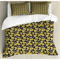thumbnail image 1 of Ambesonne Spring Duvet Cover Set, Botanic Floral Butterflies, 2-Calking, Yellow Dark Indigo, 1 of 7