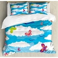 thumbnail image 1 of Ambesonne Spring Duvet Cover Set, Clouds Butterfly Summer, 2-Calking, Sky Blue White, 1 of 6