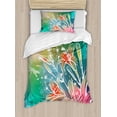 thumbnail image 1 of Ambesonne Spring Duvet Cover Set, Digital Lilacs Dragonfly, Twin, Fern Green Purple, 1 of 3