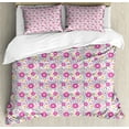 thumbnail image 1 of Ambesonne Spring Duvet Cover Set, Geometric Art Botany Petals, Calking, Purple Grey Pale Orange, 1 of 3