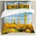 thumbnail image 1 of Ambesonne Spring Duvet Cover Set, Sonoran Desert Blooms, 2-Calking, Marigold Blue Green, 1 of 7