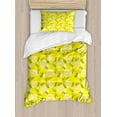 thumbnail image 1 of Ambesonne Spring Duvet Cover Sets, Fresh Lemons with Leaves, 2-Twin, Yellow Fern Green, 1 of 3