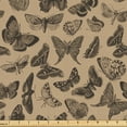 thumbnail image 1 of Ambesonne Spring Fabric by the Yard Upholstery, Butterflies Engraving Print, 5 Yards, Dark Taupe and Pastel Brown, 1 of 1