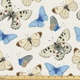 thumbnail image 1 of Ambesonne Spring Fabric by the Yard Upholstery, Butterflies Tropical Plot, 5 Yards, Pale Yellow and Violet Blue, 1 of 1