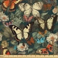 thumbnail image 1 of Ambesonne Spring Fabric by the Yard Upholstery, Butterfly Floral Nature Art, 5 Yards, Burnt Orange and Seafoam, 1 of 1