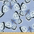 thumbnail image 1 of Ambesonne Spring Fabric by the Yard Upholstery, Butterfly Vintage Garden Art, 1 Yard, Lavender Blue and White, 1 of 5