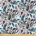 thumbnail image 1 of Ambesonne Spring Fabric by the Yard Upholstery, Exotic Botanical Watercolor, 10 Yards, Maroon and Dark Blue Grey, 1 of 1